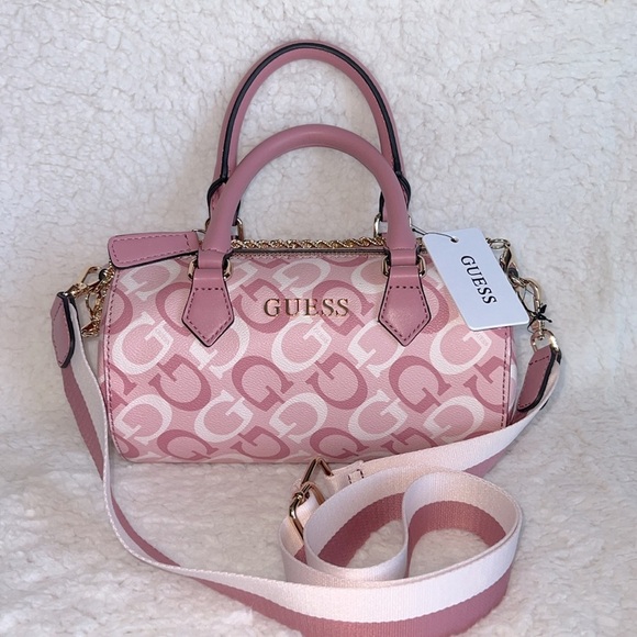 Guess Pink‎ and White Satchel with Gold Accents - Picture 3 of 16
